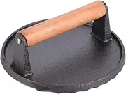 Rissetree Cast Iron Grill/Bacon Press Round Shape 0.9 kg Weight D 18cm x H 7cm