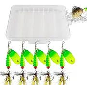 Fishing Spinner Baits,Sequin Spinner Baits with Feathered Hooks - 5X Crankbaits Jigs, Fishing Accessories with Tackle Box for Bass, Trout, Salmon, Walleye