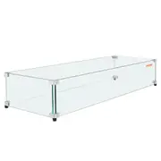 Glass Wind Guard for Rectangular Fire Pit Table 748 x 340 x 165 mm, 8mm Thick and Sturdy Tempered Glass Panel with Hard Aluminum Corner Bracket & Rubber Feet, Easy to