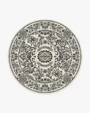 245' Round | Machine Washable Runner Rug | Kid & Pet Friendly | Indoor Rug | Delphina Black & White Rug | Ruggable