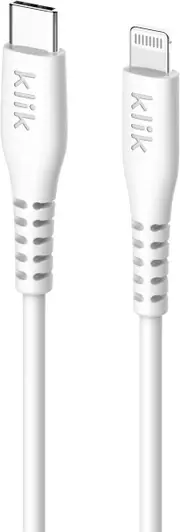 Klik 2.5m MFI Lightning - USB Sync/Charge Cable - White