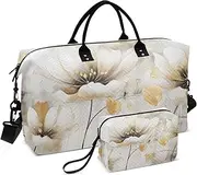 [YXYZRMY] Travel Duffel Bag Abstruct Art Gold Floral Gym Bag Sports Tote Bag with Multiple Interior Pockets Shoulder Weekender Bag for Women Men with Toiletry Bag 20.5”x 7.9”x 13.8, Multi-Colored, one