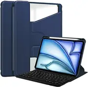 Keyboard Case for iPad Air 13 Inch Case (M2) 2024 Released,Magnetically Detachable Wireless Keyboard,360 Degree Rotation Smart Folio Case with Pencil Holder (Dark Blue)