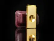 Solingen V Cigar Cutter Gold Anodized with Leather Carrying Case New