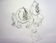 The Lion King 2 Simba's Pride 1998 Production Hand Drawn CLAW & FANG Concept Art