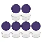 Pyrex 7200 2-Cup Glass Food Storage Bowl w/ 7200-PC Plum Purple Lid (6-Pack)