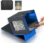Jaffzora Deck Box for MTG Commander - Magnetic Display Case, TCG Storage Box, Holds 100 Double-Sleeved Cards - Black & Blue
