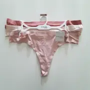 Tranquil & True Womens 3X Thongs Brushed Microfiber Lace Back Pink 3 Pack