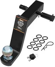 DEEAGLE 2 in Ball Hitch with Pin, Solid Steel Receiver Hitch with 3.5” Hitch Pin Lock, Fits 2 in Receiver, 7500lbs, 6 in Drop