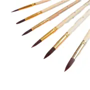 6pcs/set Round flat head watercolor Gouache brush pen log short rod claret Nylon hair fiber oil brush painting art supplies