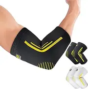 BRACOO Tennis Elbow Brace, Arm Compression Sleeve Support for Tennis, Golf, Sport, Weightlifting, Arthritis, Tendonitis, Pain Relief, Workouts, Injury Recovery, for Men Women, Pair, EE92, Black, M