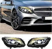 Full LED Projector Dynamic Headlight Headlamp Dual Beams Replacement Compatible With Mercedes-Benz C-Class W205 C205 A205 S205 LHD 2015-2021