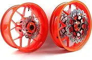 Neon Orange Front Rear Wheel Rims and Brake Discs Rotors Compatible with Honda CBR600RR 2007-2017, Motorcycle Replacement Accessories Parts