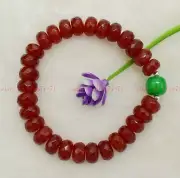 Charming 6x10mm Red Jade Rondelle Gemstone Beads Elastic Bracelet 7.5" AAA+