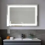 LED Wall Mirror,Smart Bathroom Mirror, Wall-Mounted Mirrors, Dimmable Lighting Touch Sensor Mirror, Vertical or Horizontal for Bathroom, Powder Room, Hotel, Locker Room and Hair Salon (60 * 90cm)
