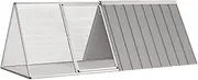 Spacious Grey Rabbit Cage 201.5x80.5x71 cm with Sturdy Galvanised Steel Construction and Secure Hinged Door for Pets