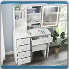 Dressing Table Stool Set With Slide Smart LED Mirror & Stool Makeup Vanity Desk