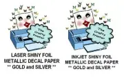 LASER & INKJET - SHINY METALLIC FOIL DECAL PAPER - GOLD & SILVER - 1 to 5 Sheets
