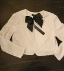 Hous Of Harlow Sequence White And Black Tie Bow Croped Cardigan Size Medium NEW