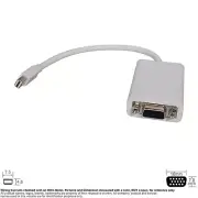 Adapter Video DP Mini Displayport Male VGA D-Sub HD15 15 Pin Female 9" White