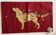 Pottery Barn Tangled Labrador Pillow Cover Red Crewel Embroidered 16 x 26" New