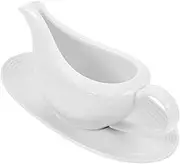 WATIIFUFU Ceramic Gravy Boat with Saucer Condiment Dispenser Elegant Serving Pitcher for Sauces Milk for Home Cafes and Restaurants