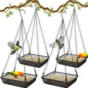4 Piece Wild Bird Feeder Hanging Seed Outdoors Pieces Tray Platm Metal Mesh