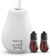 HAPPTWS Essential Oil Diffuser - Waterless Diffuser 3 Timer Settings Battery Powered for Bedroom Yoga Room Toilet Pet Room White