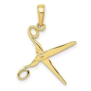 Real 10kt Yellow Gold 3-D Moveable Scissors Pendant