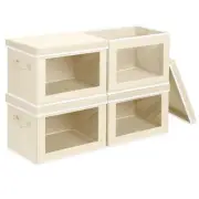 Storage Bins Closet Storage - Fabric Boxes with Lid, Stackable Storage Bins w...