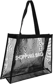 WATIIFUFU Sturdy Nylon Mesh Tote Bag Single Shoulder Travel Storage Toiletry Bag Black