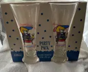 4 NEW NOS 1987 Budweiser Spuds Mackenzie Bar Pilsner Beer Glasses NRFB NIB LIBBY