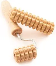 tuuli Face Massager Face Neck Shoulder Facial Massager Head Massage Roller with Handle Maderotherapy Derma Roller Set Made of Wood - 2