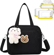 Diaper Messenger Bag - Large Nursery Storage Bin Basket Portable Holder Tote Bag,Tote Bag, Multi-Pocket Car Organizer for Boy, Girl, Nursery
