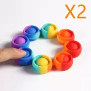 2x Pop It Bracelet Push Pop Bubble Fidget Toy Stress Relief Rainbow Wrist band