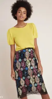 ANTHROPOLOGIE Eva Franco Ophelia Sequined Midi Skirt Size 4 NWT