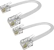 RFAdapter Short Phone Cord, 2 Pack 3 inch RJ11 6P4C Male to Male Telephone Landline Extension Cable Line Wire Connector for Landline Telephone, Modem, Fax Machine, White