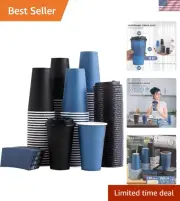 500 Pack 16 oz Disposable Coffee Cups with Lids and Sleeves, To Go Paper Cups...