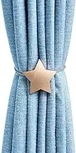 JQWUPUP Magnetic Curtain Tiebacks, Retro Star Drape Rope Tie Backs Holder Buckle - Decorative Curtain Holdbacks Clip for Sheer and Blackout Curtain (2 Pieces, Champagne)
