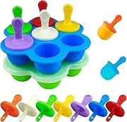 Mity rain Mini Silicone Pop Molds- 7-cavity DIY Ice Popsicle Mold With Sticks and Drip-guards, Non-Stick Popsicle Makers for Egg Bites, Lollipop and Ice Cream Mould, Baby Food Storage Container-2 Pack