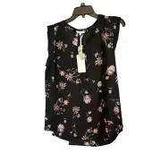 New Pleione Women's Floral Print Sleeveless Lightweight Tank Top Size Large
