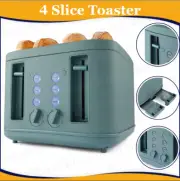 NEW AUSTOCK | 4 Slice Soft Touch Electric Stainless Steel Toaster Green | FAST *