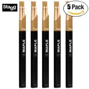 5-PACK Stagg 1-Pair Maple 5A Wooden Tip Drum Sticks SM5A