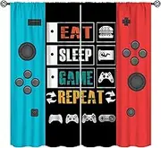 SHElifestyle Kids Vintage Game Controller Curtains for Bedroom, Gaming Gamepad Window Treatment Gamer Room Red Blue Gamepad Window Drapes for Boys Girls Teens Man Living Room Playroom W42xL54in