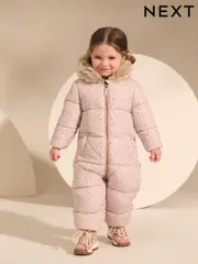 Pale Pink Print Shower Resistant Snowsuit (3mths-7yrs) (AN4617) | $66 - $74