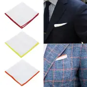 Plain White Pocket Square Handkerchief With Colour Trims Wedding Party Hanky