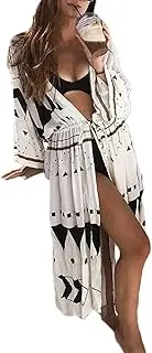 [Bsubseach] Women’s Tie Dye Kimono Cardigan Loose Beach Cover Up Half Sleeve Swimwear Bikini Cover Up