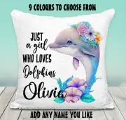 Dolphin Cushion Cover Sequin Throw Pillow Flip Sequins Personalised