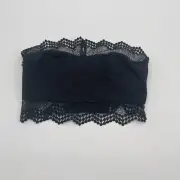 Forever 21 Womens Top Small Linen Lace Fringe Casual Sleeveless Bandeau Cropped