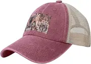 [TYUNBD] Dog Pictures Mesh Trucker Hat Mesh Snapback,Trendy Cowboy Cap for Sports and Headwear